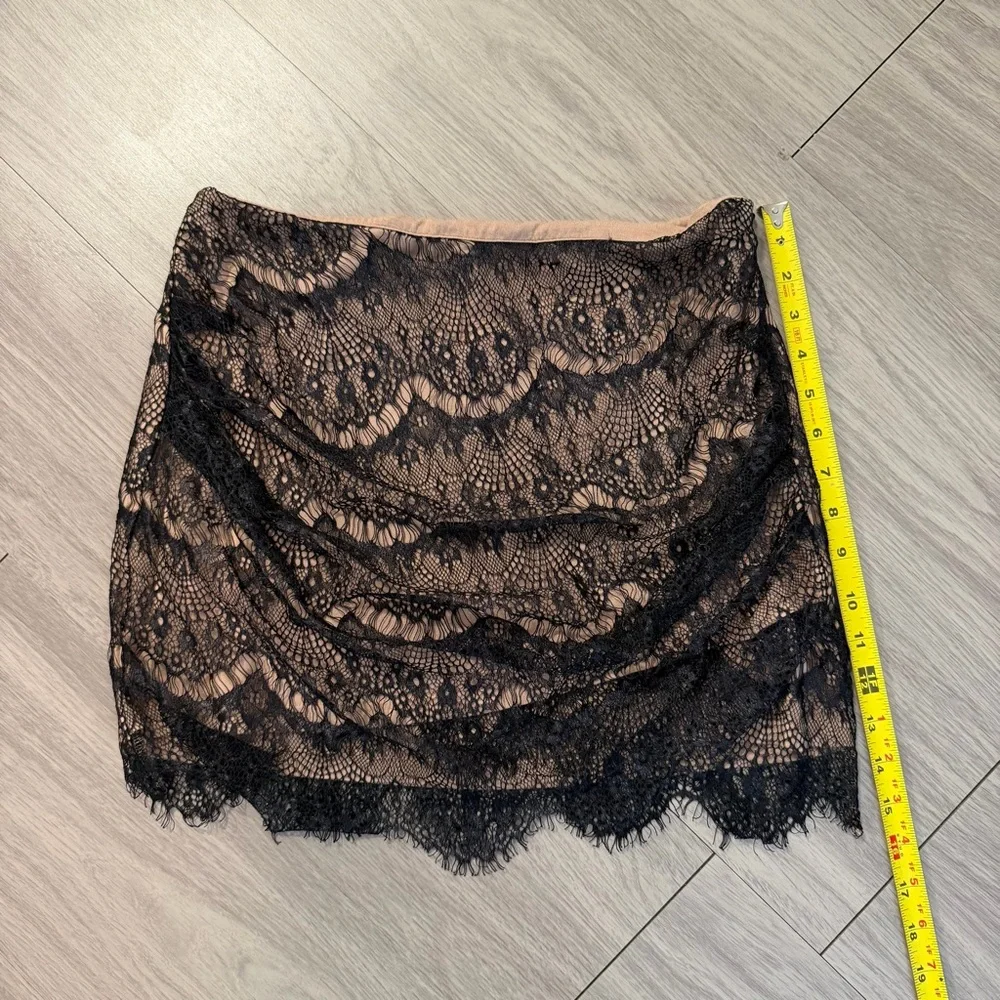 Free People, Zoey Lace Mini‎ Skirt, Black Lace Mesh Overlay | Women’s 4